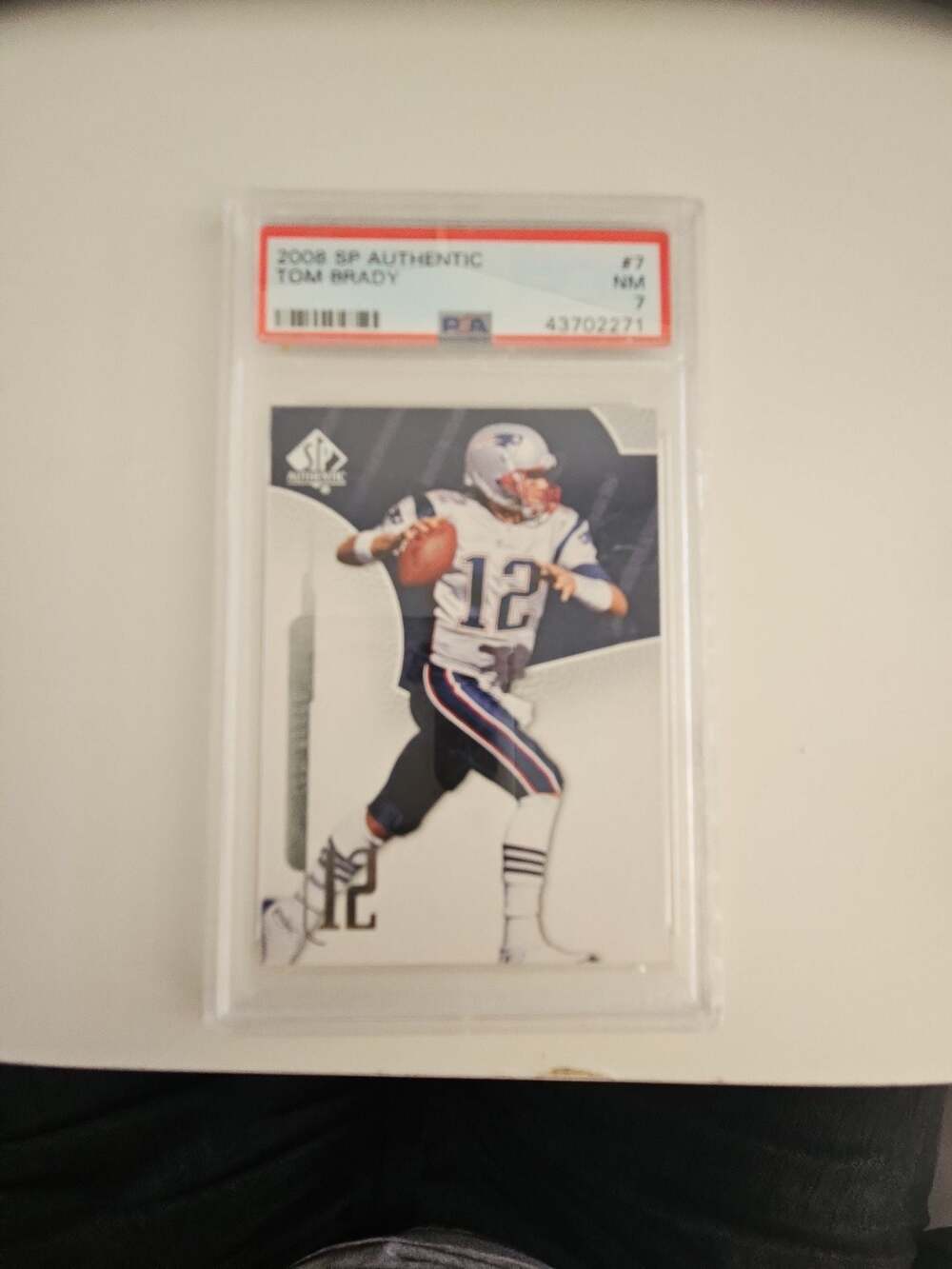 2008 Upper Deck SP Authentic #7 Tom Brady New England Patriots PSA 7 Graded Foot